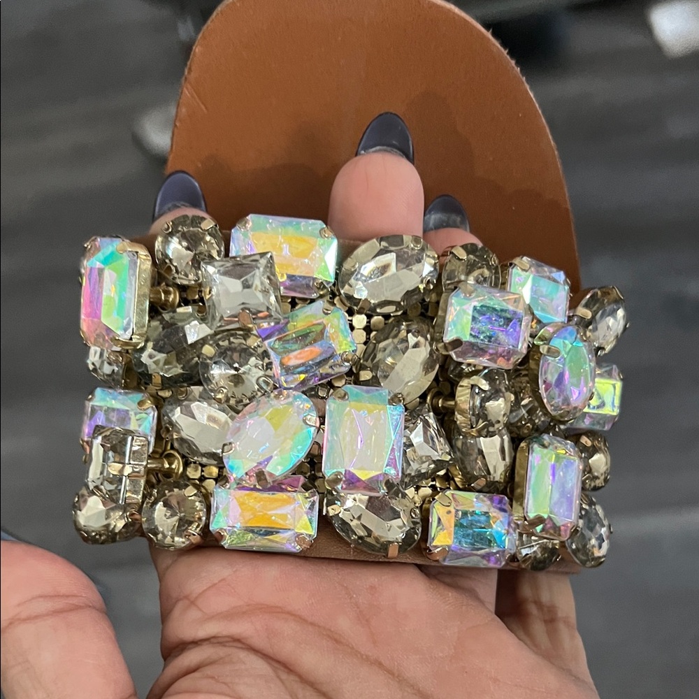 Steve Madden Brown Sandals with Iridescent Gemstones - Picture 7 of 8